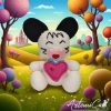 S-5 (Artemicat) amigurumi Spank Hello Spank fatto a mano in cotone con cuore fucsia e coccinella decorativa