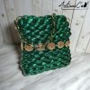 4 (Artemicat) Borsa Emerald Glow: Chunky Bag verde smeraldo artigianale dal design brillante e catena dorata