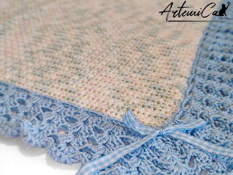 5 (Artemicat) Copertina Cotton Dream : Fatta a Mano all'Uncinetto azzurra per neonato in soffice cotone