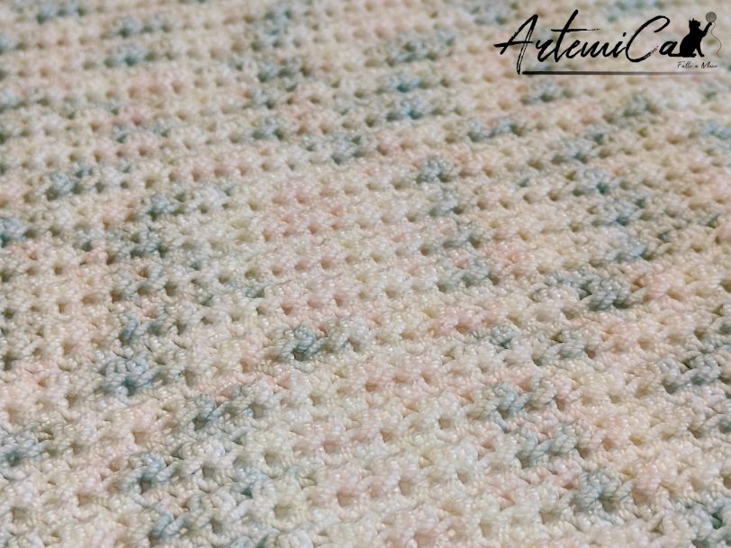 6 (Artemicat) Copertina Cotton Dream : Fatta a Mano all'Uncinetto azzurra per neonato in soffice cotone