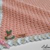 2 (Artemicat) Copertina "Confetto di Luna" - Fatta a Mano all'Uncinetto per bimbo in cotone rosa con bordo bianco - Dolce e Raffinata
