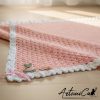 5 (Artemicat) Copertina "Confetto di Luna" - Fatta a Mano all'Uncinetto per bimbo in cotone rosa con bordo bianco - Dolce e Raffinata