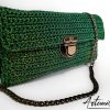 1 (Artemicat) Pochette Glow Forest: Borsa Fatta a Mano all'Uncinetto verde e oro con catena