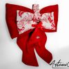 2 (Artemicat) Fiocco Magia di Natale: decorazione Natalizia Artigianale rosso e bianco