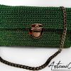 2 (Artemicat) Pochette Glow Forest: Borsa Fatta a Mano all'Uncinetto verde e oro con catena