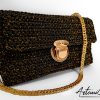 2 (Artemicat) Pochette Regina della Notte: Borsa fatta a mano all'Uncinetto nera elegante con dettagli oro