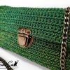 3 (Artemicat) Pochette Glow Forest: Borsa Fatta a Mano all'Uncinetto verde e oro con catena