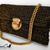 3 (Artemicat) Pochette Regina della Notte: Borsa fatta a mano all'Uncinetto nera elegante con dettagli oro