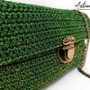 4 (Artemicat) Pochette Glow Forest: Borsa Fatta a Mano all'Uncinetto verde e oro con catena