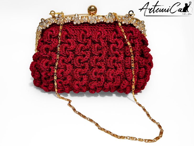 5 (Artemicat) Capriccio Speziato – Pochette bordeaux in cordino fatta a mano