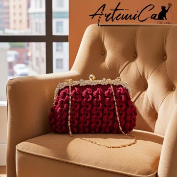 Capriccio Speziato – Pochette bordeaux in cordino fatta a mano