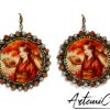 2 (Artemicat) Sakura Dreams - Orecchini Tessili Fatti a Mano Stile Japan con Cristalli e Perle