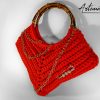 2 (Artemicat) borsa arancione fettuccia fatta a mano