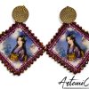 3 (Artemicat) Sakura Dreams - Orecchini Tessili Fatti a Mano Stile Japan con Cristalli e Perle