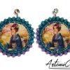 5 (Artemicat) Sakura Dreams - Orecchini Tessili Fatti a Mano Stile Japan con Cristalli e Perle