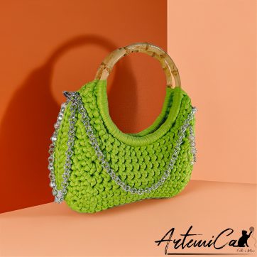 5 (Artemicat) borsa verde fettuccia fatta a mano