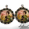 7 (Artemicat) Sakura Dreams - Orecchini Tessili Fatti a Mano Stile Japan con Cristalli e Perle