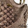 Borsa cordino marrone melange fatta a mano, 30x30 cm, manici rotondi e fondo in ecopelle. Si porta a mano o a spalla, tracolla in omaggio.
