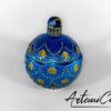 6 (Artemicat) Pallina di Natale apribile in polvere di ceramica in quattro colori, lilla, rosso, blu e cipria, con alberelli dorati