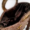 6 (Artemicat) Borsa cordino marrone melange fatta a mano, 30x30 cm, manici rotondi e fondo in ecopelle. Si porta a mano o a spalla, tracolla in omaggio.